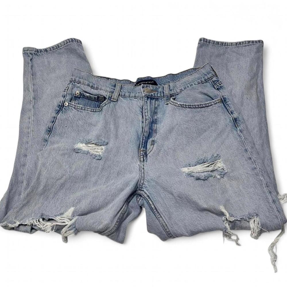 Aeropostale light blue thick curvy mom jeans intentional ripped details size 6 - Picture 2 of 6